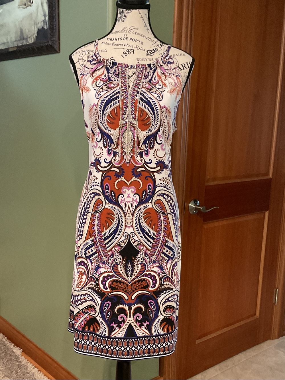 INC International Concepts Sleeveless Paisley Midi Dress, Size L
